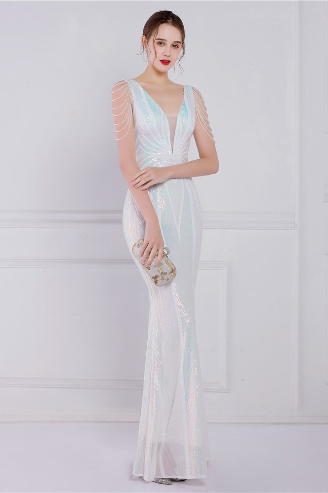 Beaded Floral Sequin Mermaid Party Dress