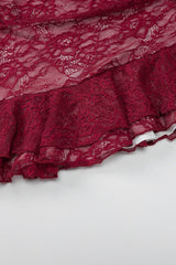 Lace Bustier Ruffle Hem Cocktail Dress