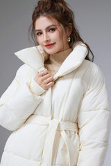 Warm Casual Cropped Cotton Puffer Jacket M / White