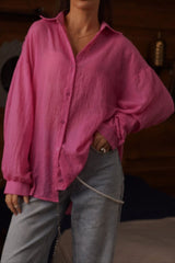 Solid Lightweight Long Sleeve Blouse