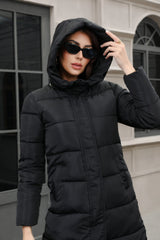 Plus Size Hooded Longline Puffer Coat coats