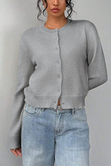 Lightweight Round Neck Button Cardigan