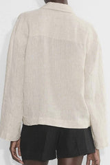 Linen Polo Collar Relaxed Blouse