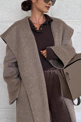 Wrap Notch Collar Cape Wool Blend Overcoat