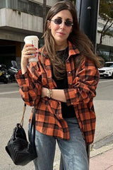 Relaxed Fit Mid Length Plaid Blouse