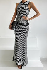 Sleeveless Striped Knit Sweater Dress