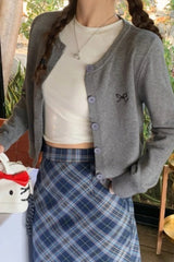 Bow Embroidered Knit Cardigan