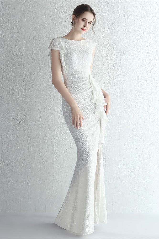 Glitter High Neck Mermaid Slit Formal Dress