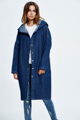 Long Hooded Denim Coat coats