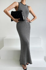 Sleeveless Striped Knit Sweater Dress