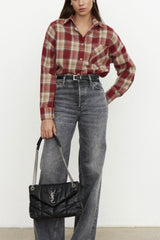 Vintage Plaid Relaxed Fit Blouse