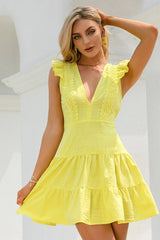 Backless High Waist Ruffle Cocktail Dress