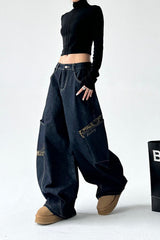 Leopard Spliced Vintage Wide Leg Jeans