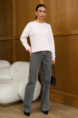 Relaxed Fit Herringbone Knit Sweater