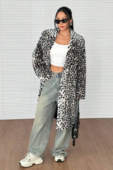 Plush Faux Fur Mid-Length Overcoat