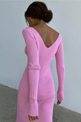 Long Sleeve Ribbed Sweater Dress