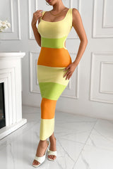 Backless Strap Tie-Dye Slim Sweater Dress