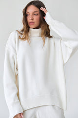 Basic Solid Knit Turtleneck Sweater