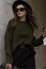 Casual Crew Neck Loose Solid Sweater