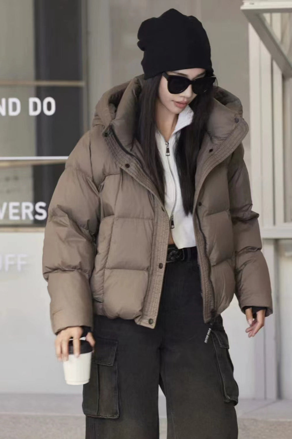 Cropped Hooded Insulated Puffer Jacket