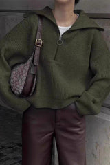 Half Zip Casual Knit Sweater