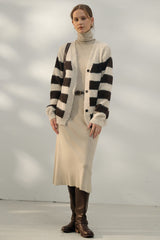 Relaxed Stripe Knit Cardigan Black / One Size