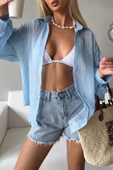 Solid Lightweight Long Sleeve Blouse