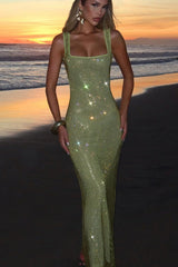 Sequin Rhinestone Bodycon Party Dress S / Green