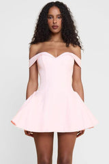 Contrast Bustier Ruffle Cocktail Dress S / Pink