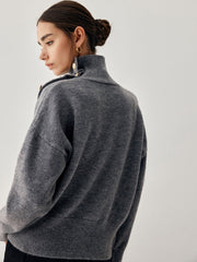 Vintage Buttoned Graceful Turtleneck Sweater Sweaters L