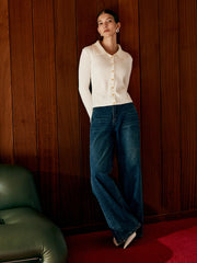 Wool Blend Lapel Knit Cardigan Cardigans