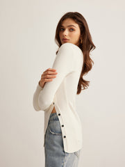 Plain Asymmetrical Breasted Sweater Sweaters