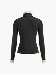 Elegant Contrast Trim Jersey Top T Shirts