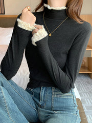 Elegant Contrast Trim Jersey Top Black / XS T Shirts