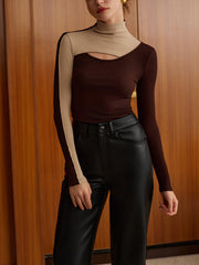 Cutout Color Block Top T Shirts