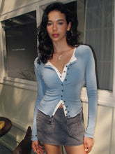 2 in 1 Button Jersey Blouse Blue / XS Blouses