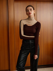 Cutout Color Block Top T Shirts