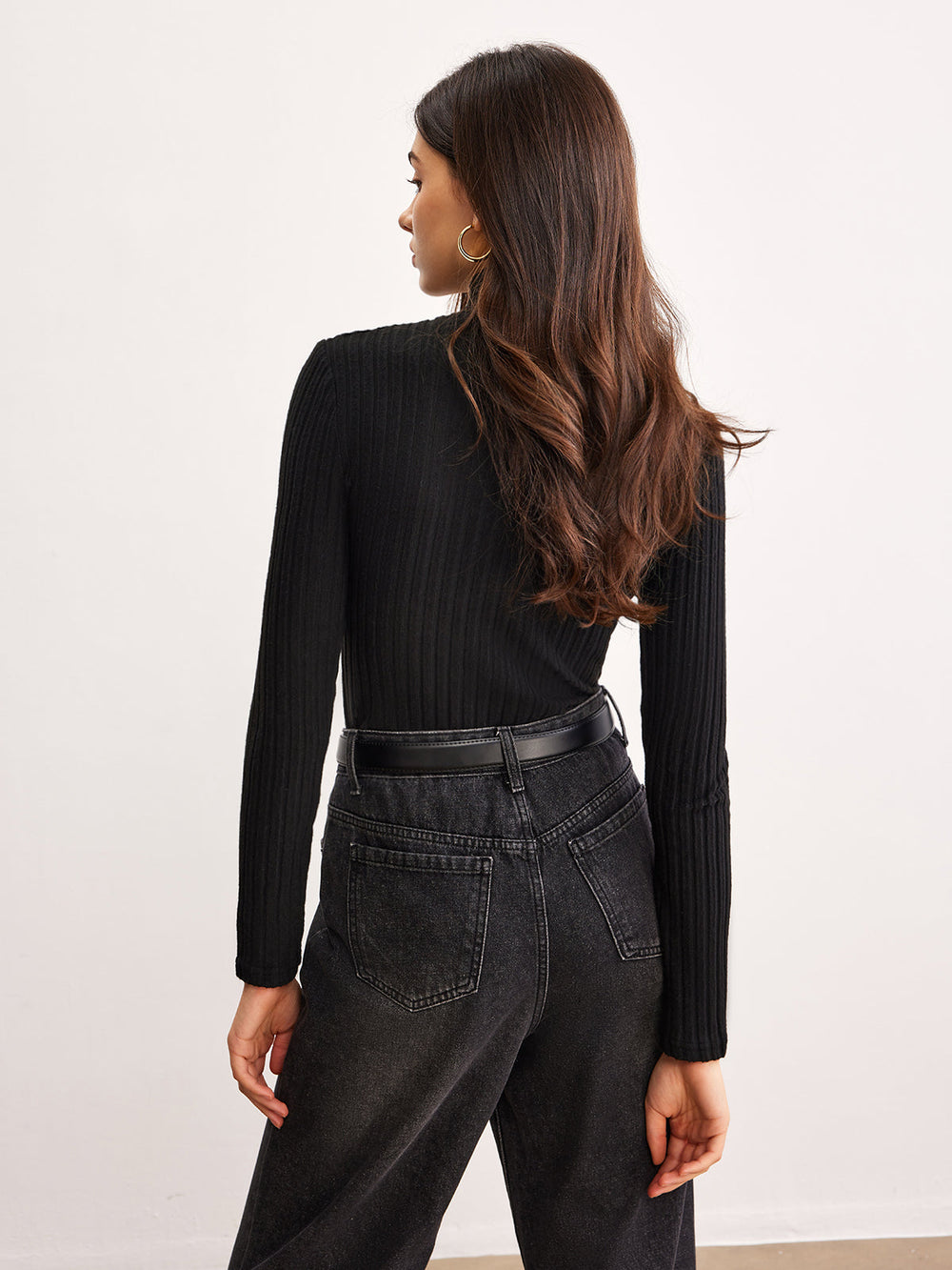 Criss Cross Neck Ribbed Top T Shirts