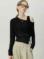 Asymmetrical Cold Shoulder Sweater Co ords Knit Tops