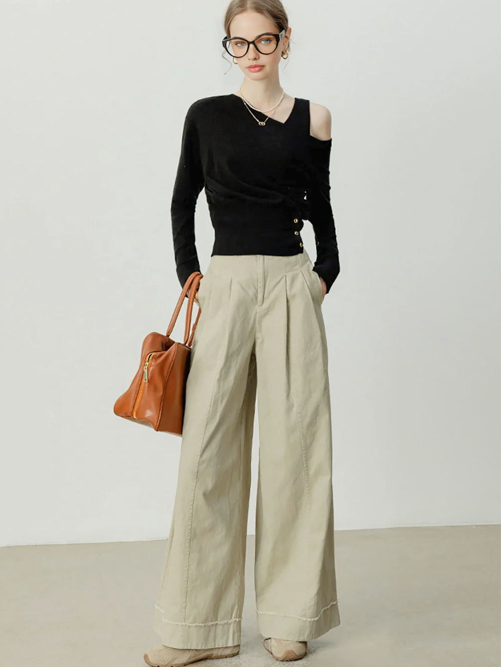 Asymmetrical Cold Shoulder Sweater Co ords Knit Tops