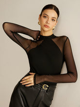 Sheer Long Sleeve Jersey Top Black / XS T Shirts