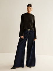 Oversized Open Back Tie Sweater Sweaters