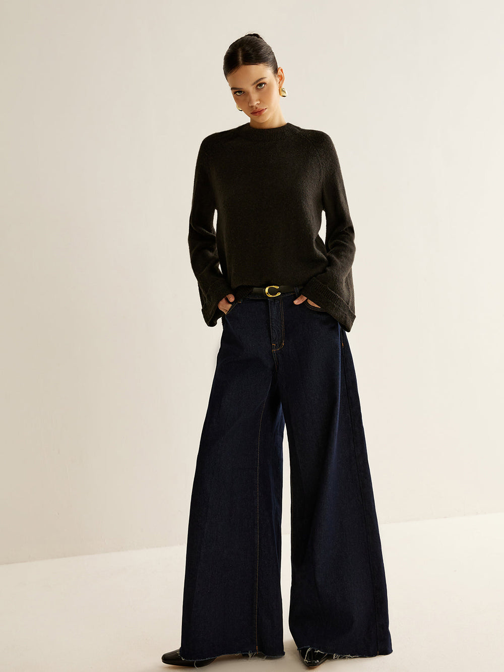 Oversized Open Back Tie Sweater Sweaters