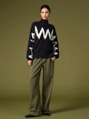 Mock Neck Contrast Binding Sweater Sweaters