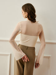 Cross Wrap Semi Sheer Top T Shirts