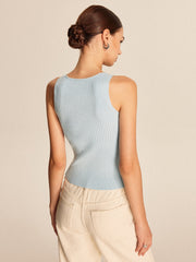 Ribbed Button Front Vest Vests