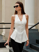 Satin Tailored Buttoned Vest White / XS Blouses