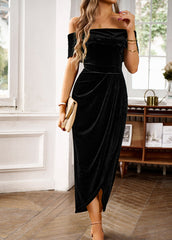 Velvet Off-the-shoulder Cocktail Dress