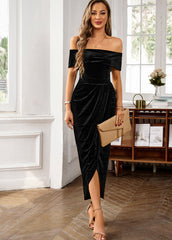 Velvet Off-the-shoulder Cocktail Dress