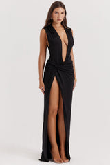 Elegant Grecian Drape Party Dress